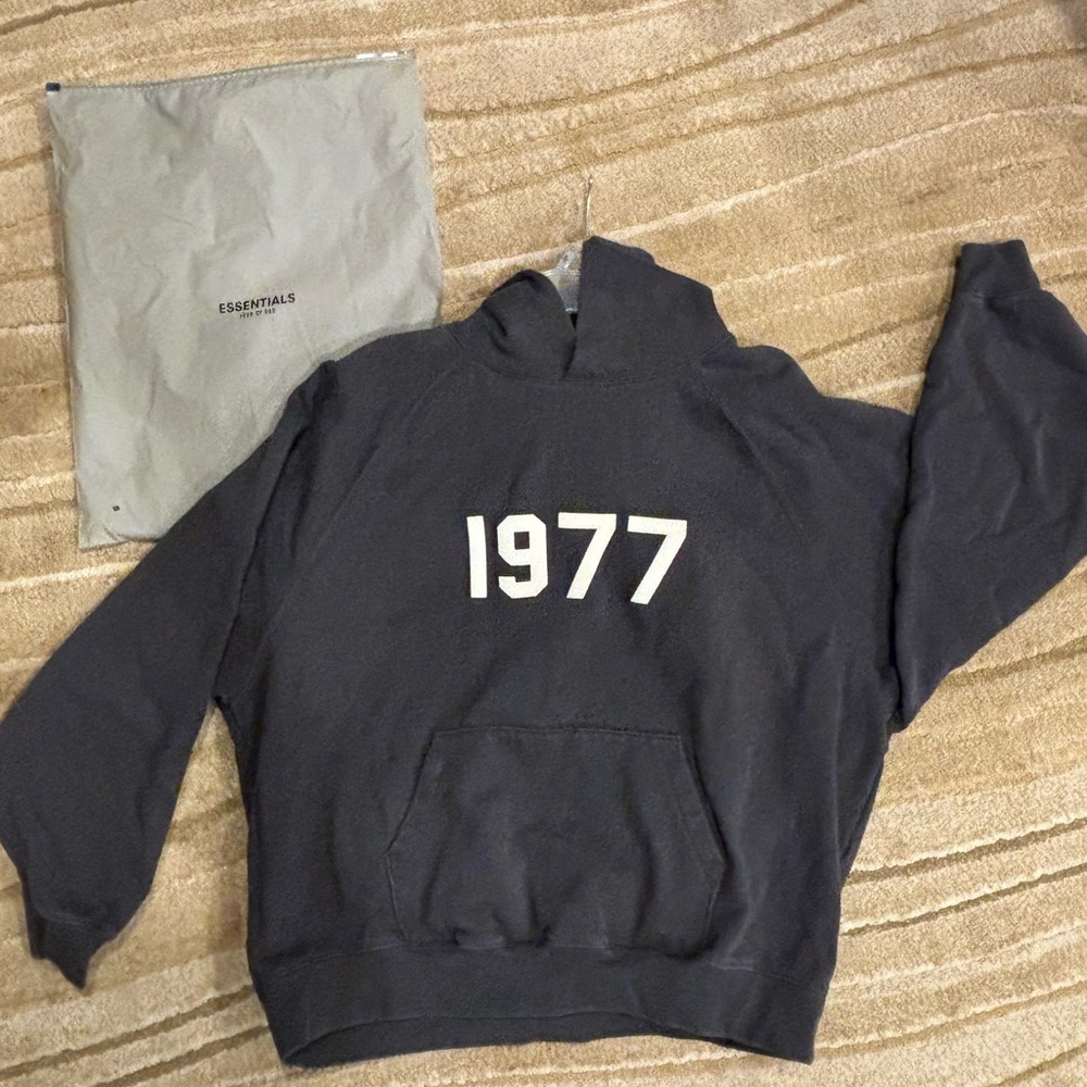 Essentials Charcoal Hoodie with 1977 Print